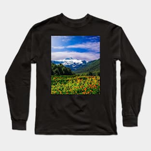 Flowers Bed on Mountains-Spring Long Sleeve T-Shirt